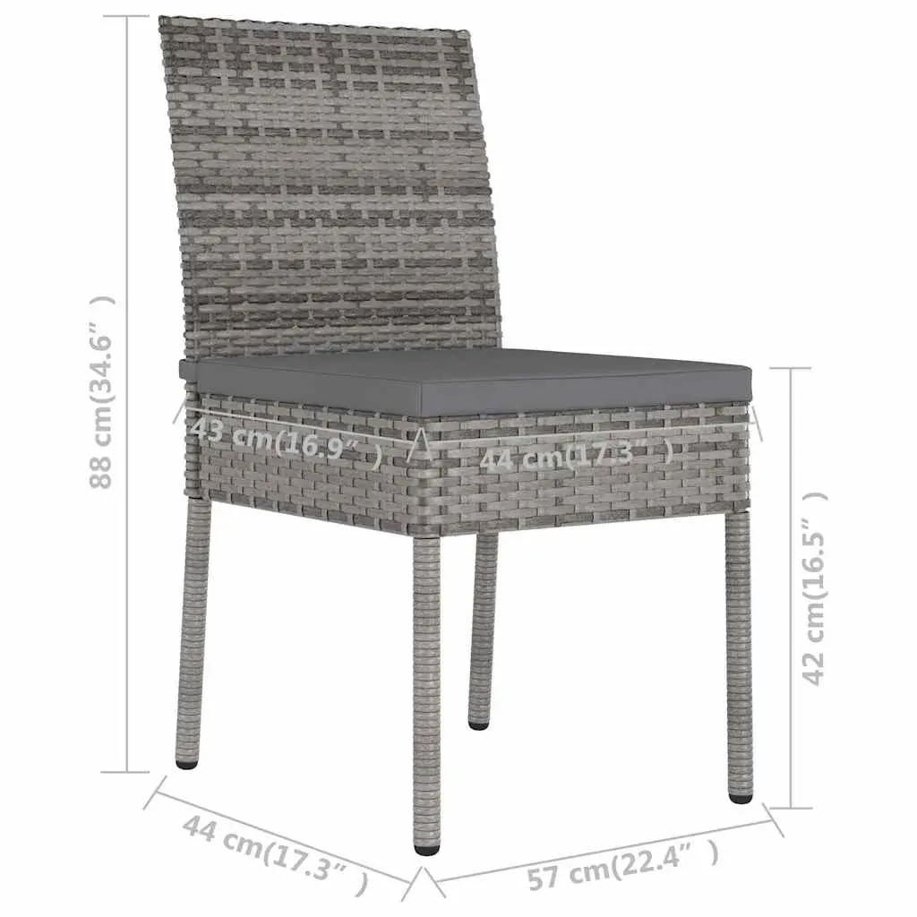 3 Piece Garden Dining Set Outdoor Patio Table Chairs Grey Rattan Furniture