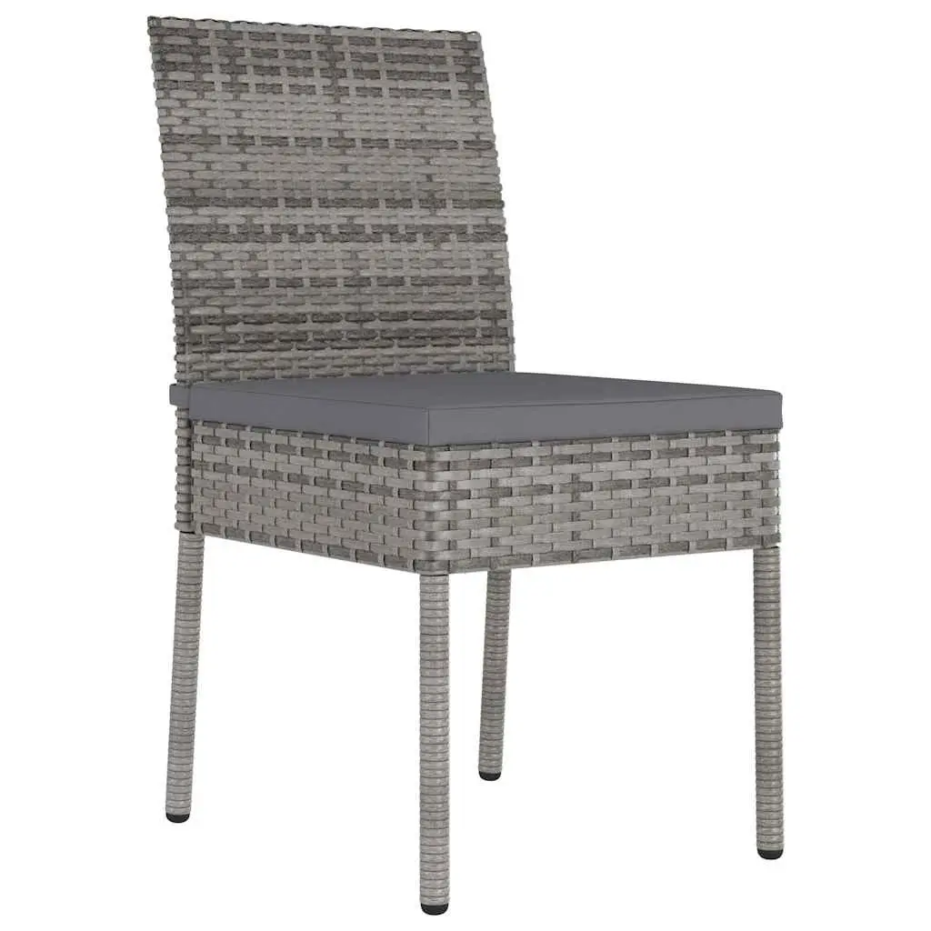 3 Piece Garden Dining Set Outdoor Patio Table Chairs Grey Rattan Furniture