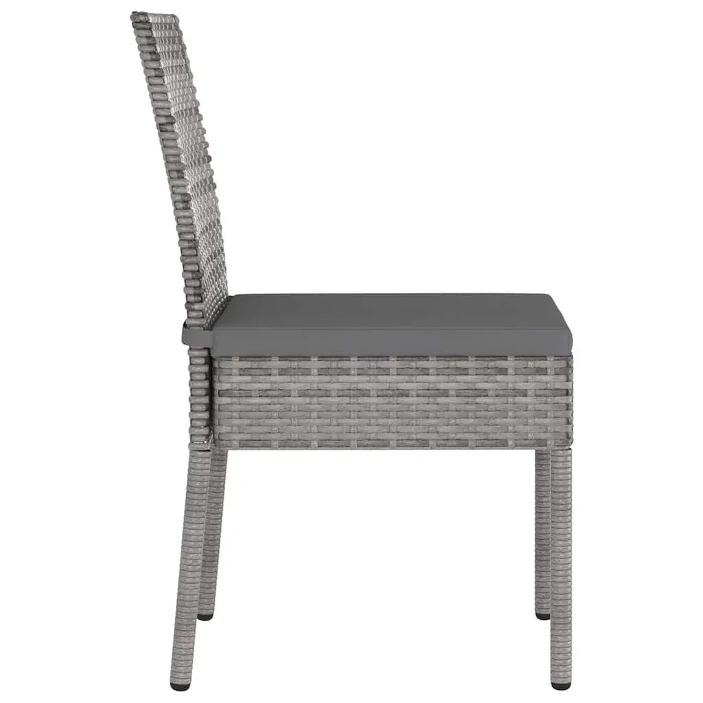 3 Piece Garden Dining Set Outdoor Patio Table Chairs Grey Rattan Furniture