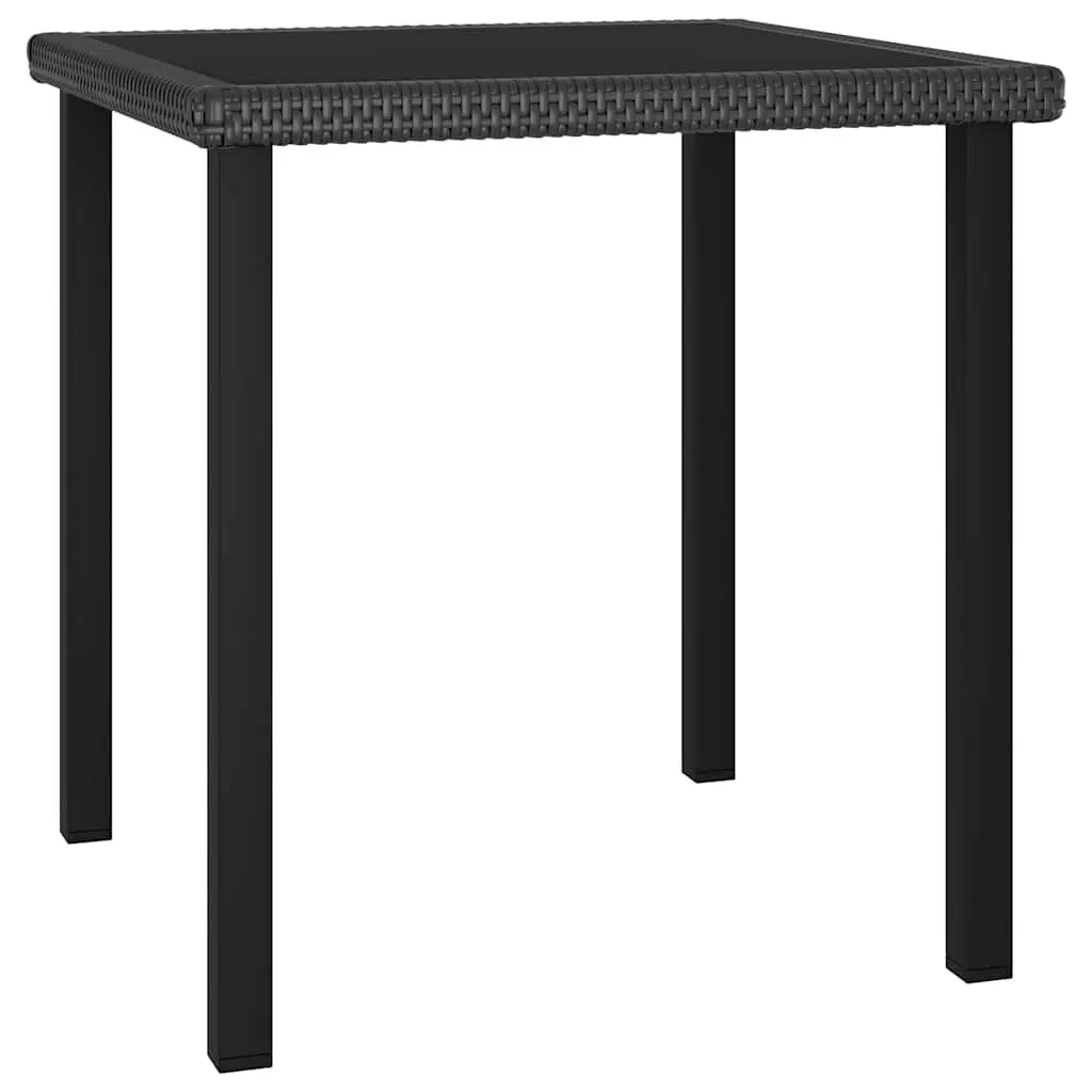 3 Piece Garden Dining Set Outdoor Patio Table and Chairs Black Poly Rattan