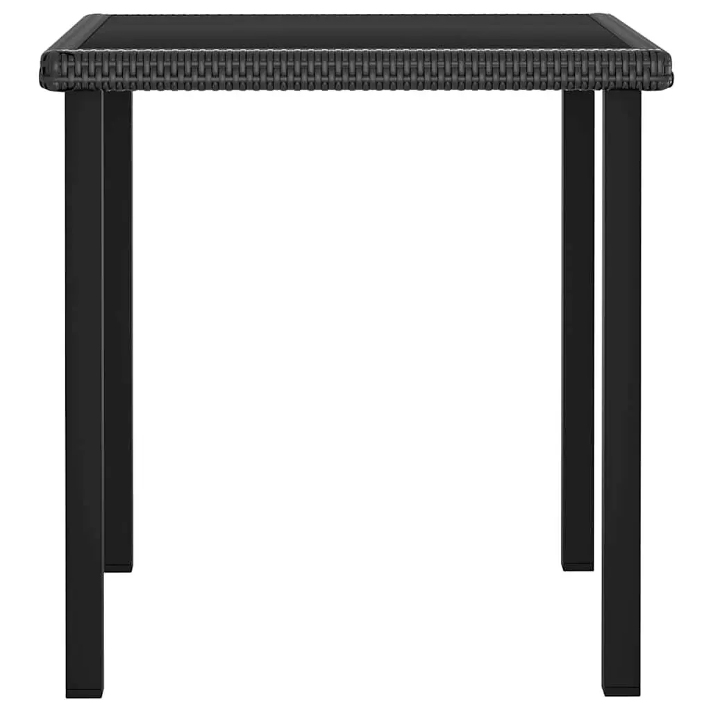 3 Piece Garden Dining Set Outdoor Patio Table and Chairs Black Poly Rattan