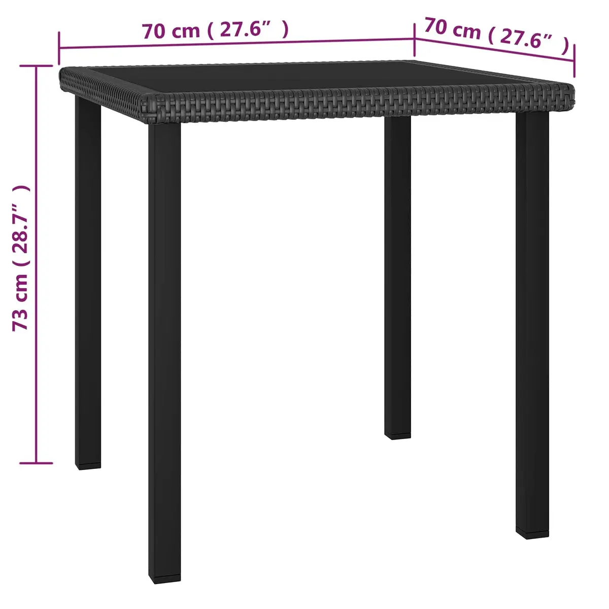5 Piece Garden Dining Set Outdoor Patio Table Chairs Black PE Rattan Steel Frame