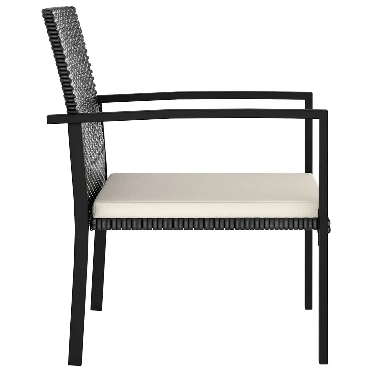 5 Piece Garden Dining Set Outdoor Patio Table Chairs Black PE Rattan Steel Frame