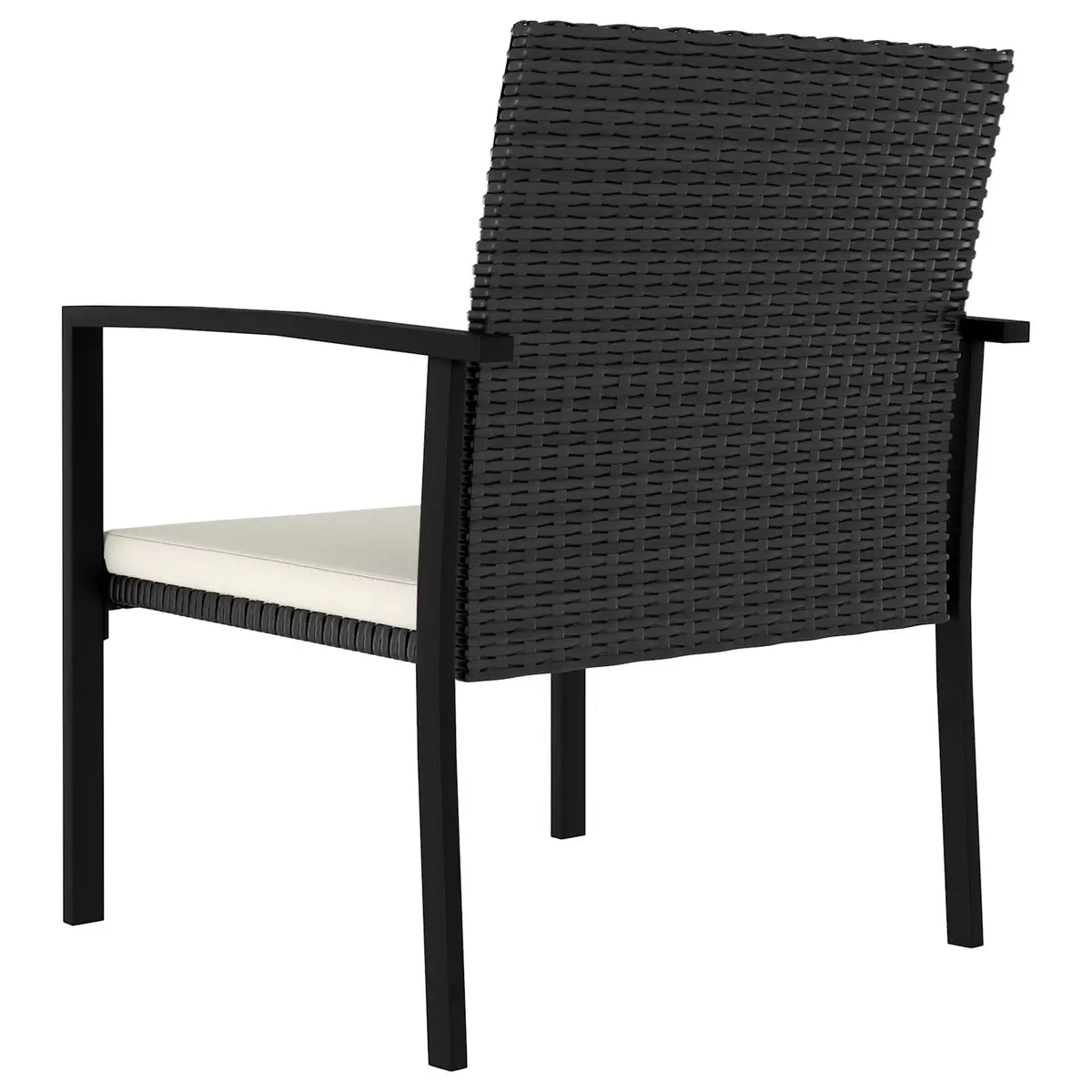 5 Piece Garden Dining Set Outdoor Patio Table Chairs Black PE Rattan Steel Frame
