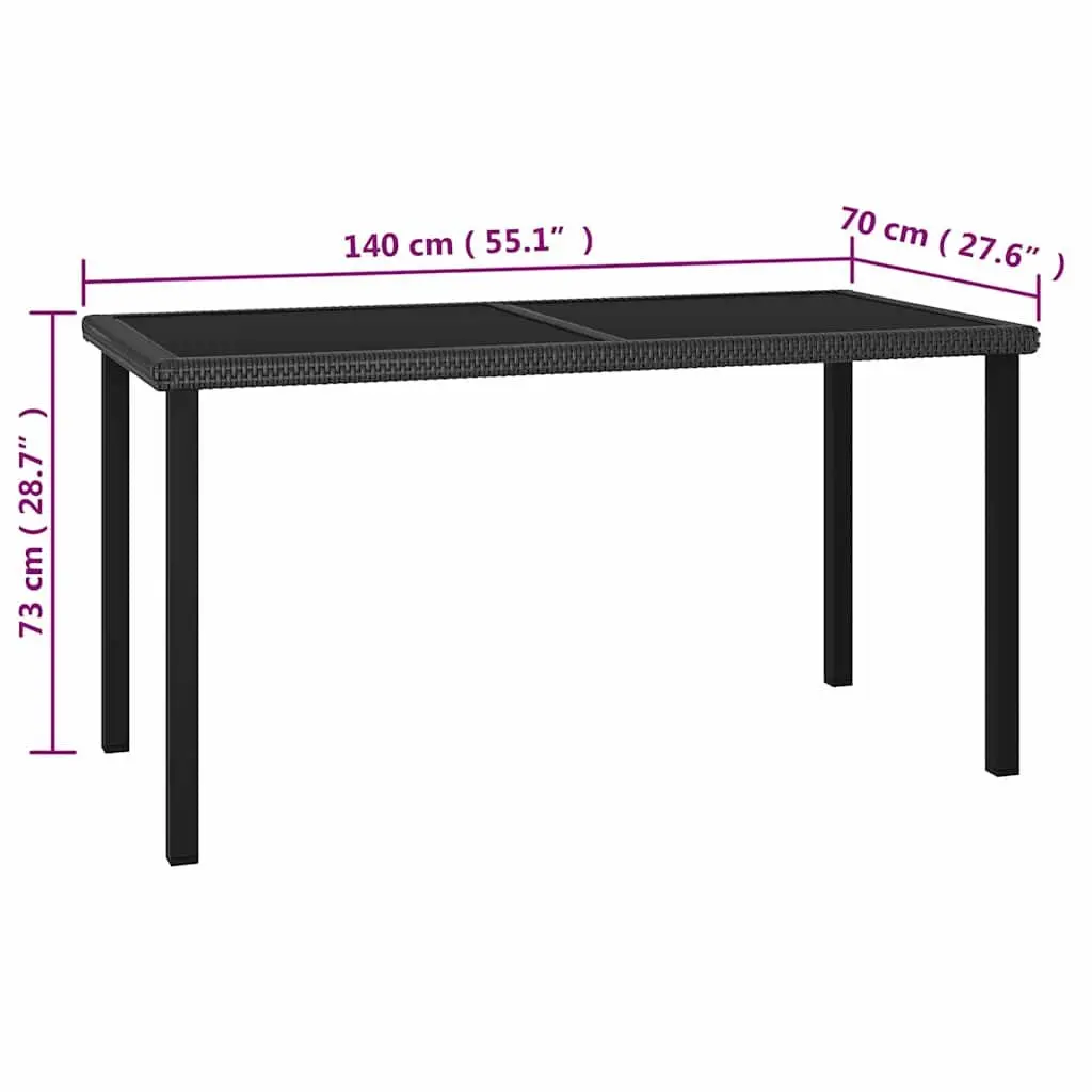 5 Piece Outdoor Garden Dining Set Black Poly Rattan Table Chairs Patio Furniture