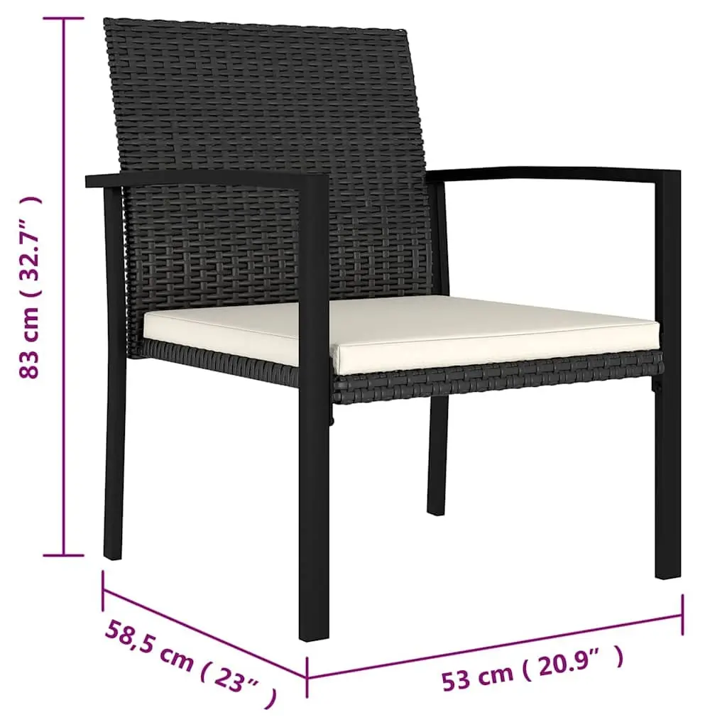 5 Piece Outdoor Garden Dining Set Black Poly Rattan Table Chairs Patio Furniture