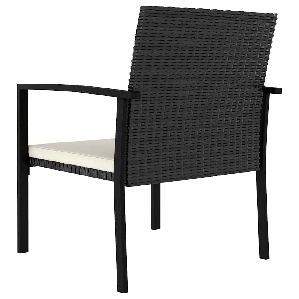 5 Piece Outdoor Garden Dining Set Black Poly Rattan Table Chairs Patio Furniture