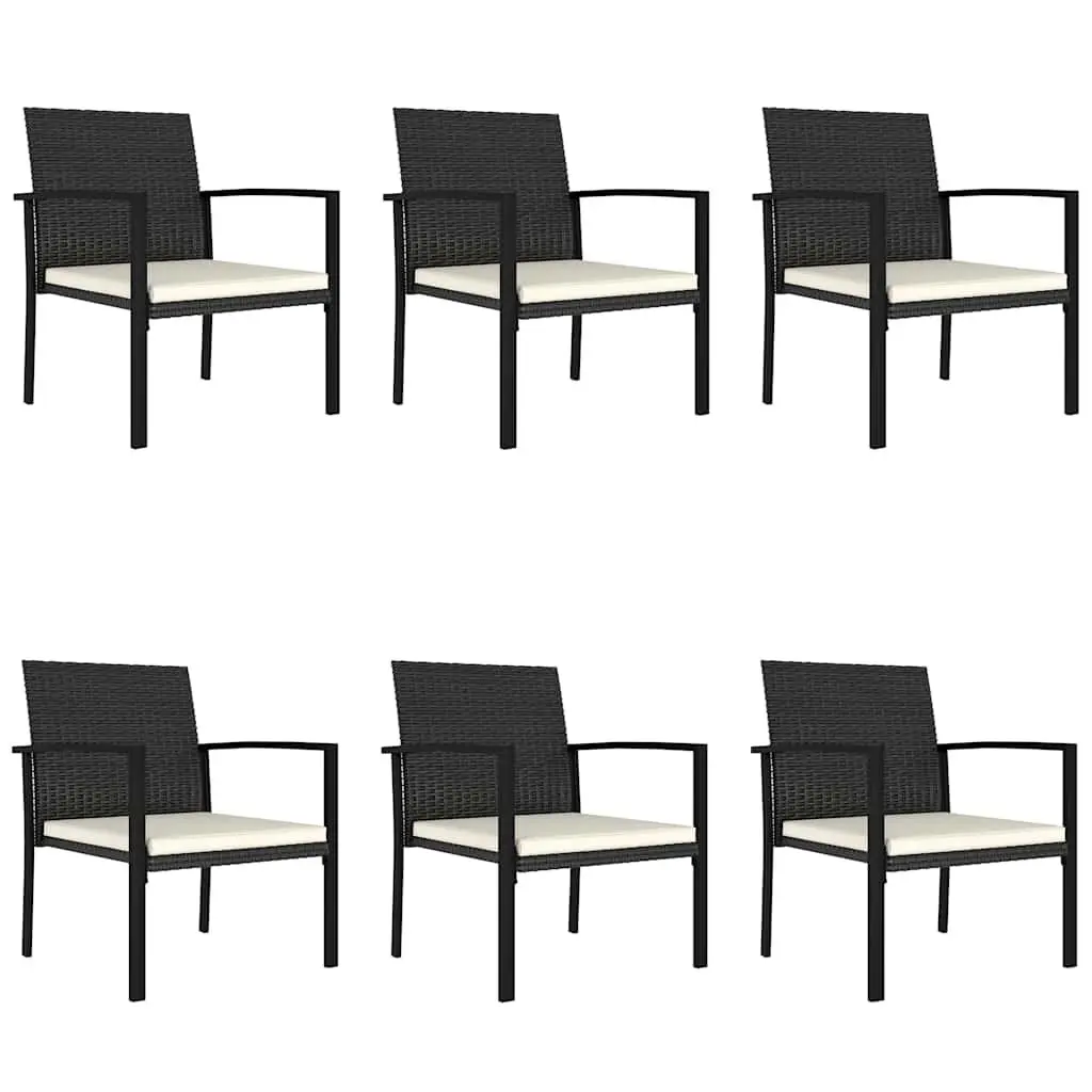 7 Piece Outdoor Dining Set Black Poly Rattan Garden Patio Furniture