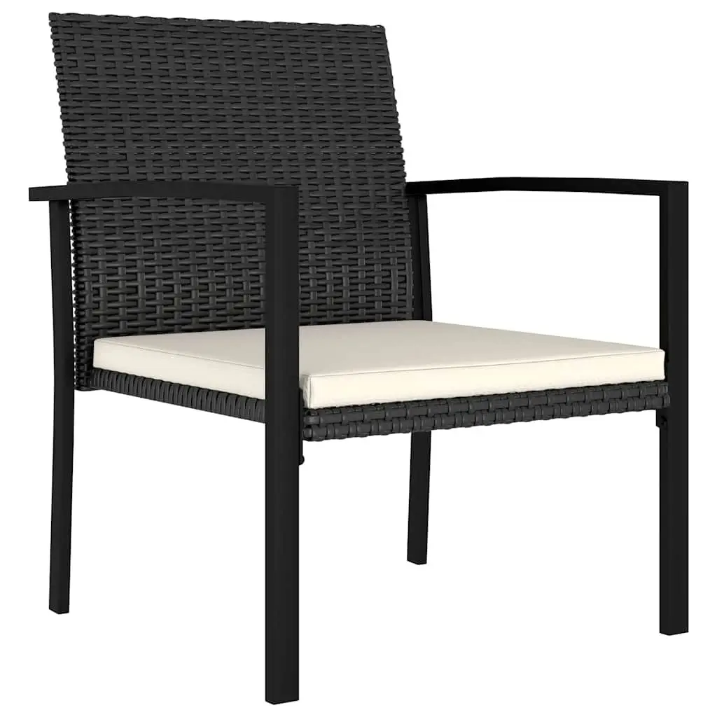 7 Piece Outdoor Dining Set Black Poly Rattan Garden Patio Furniture