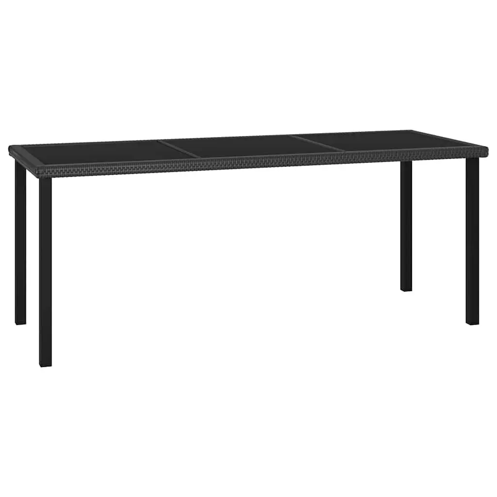 7 Piece Outdoor Garden Dining Set Black Rattan Steel Frame Patio Table Chairs