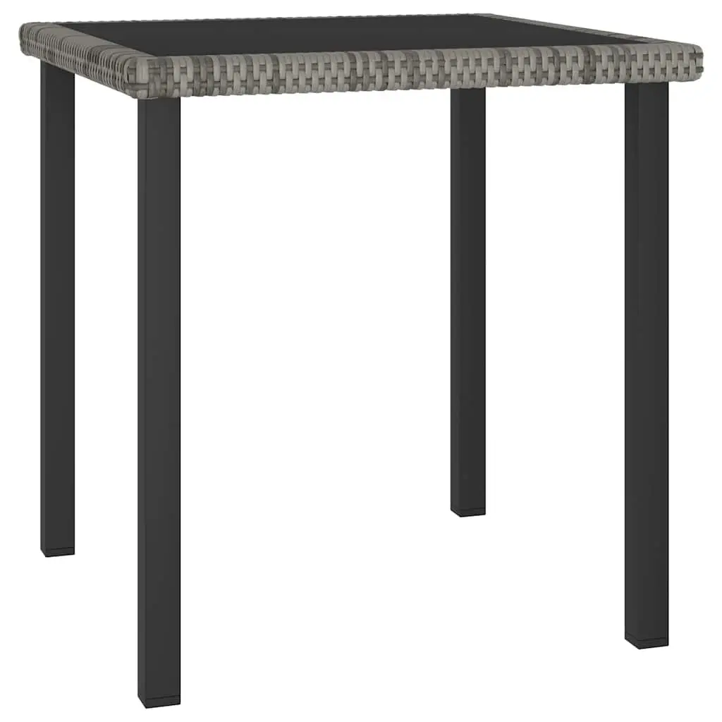 Garden Dining Set Grey Rattan 3 Piece Outdoor Furniture Table Chairs