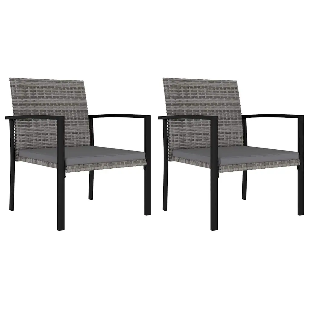 Garden Dining Set Grey Rattan 3 Piece Outdoor Furniture Table Chairs