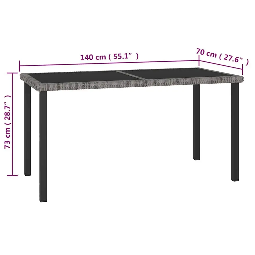 Outdoor Dining Set, Grey PE Rattan, 7 Piece Patio Furniture with Steel Frame Table and Chairs