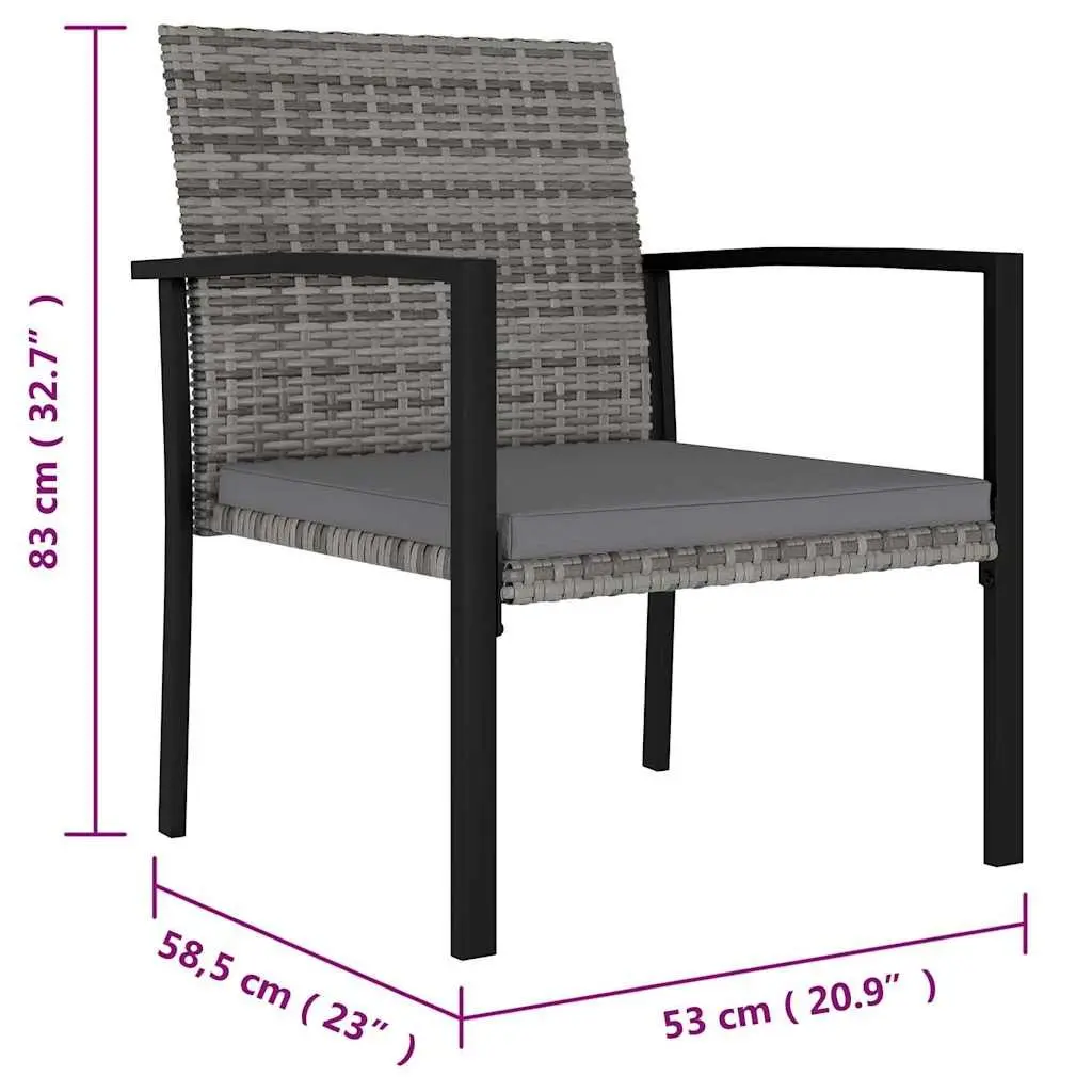 Outdoor Dining Set, Grey PE Rattan, 7 Piece Patio Furniture with Steel Frame Table and Chairs