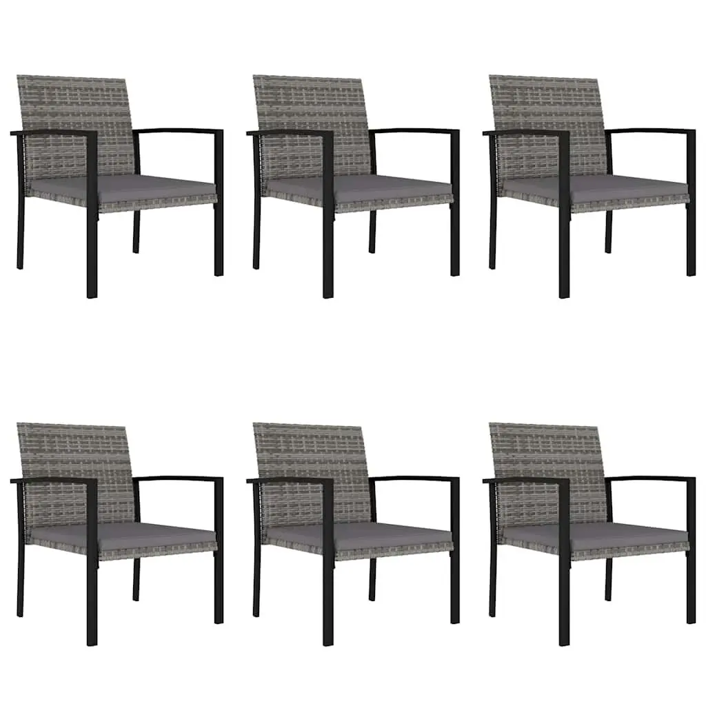 Outdoor Dining Set, Grey PE Rattan, 7 Piece Patio Furniture with Steel Frame Table and Chairs