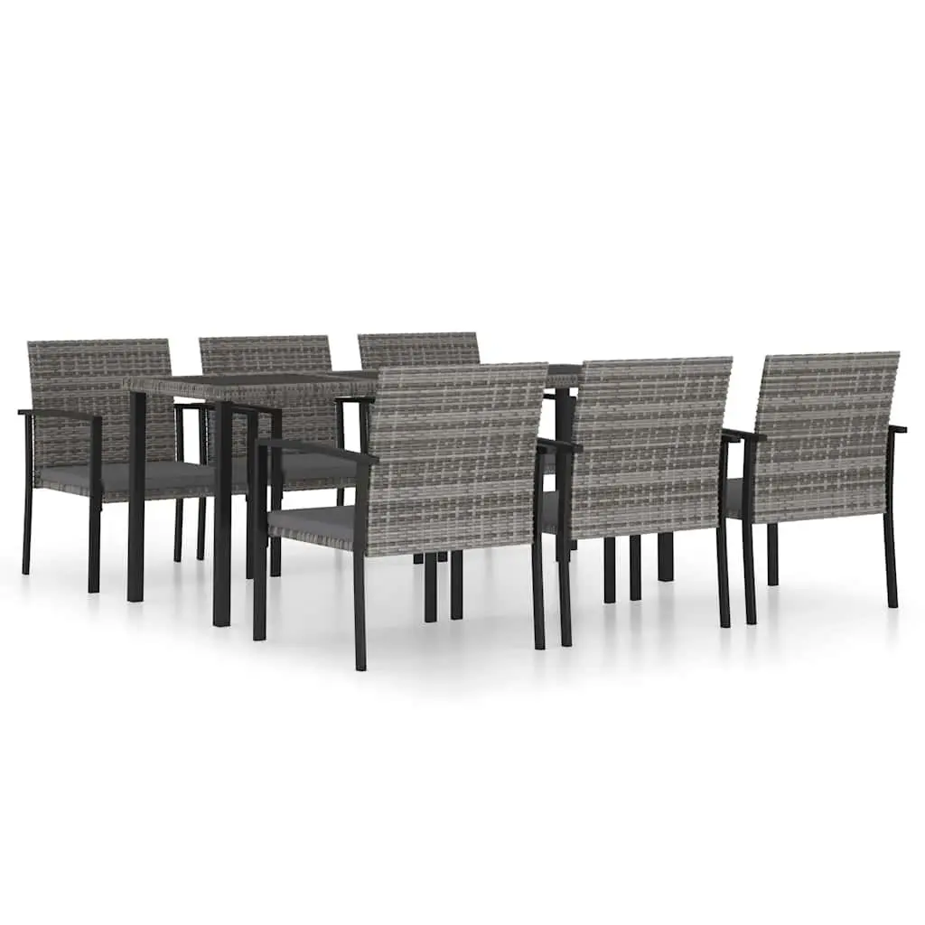 7 Piece Garden Dining Set Outdoor Patio Table and Chairs Grey PE Rattan Furniture