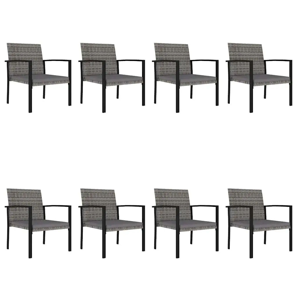 9 Piece Garden Dining Set Grey Poly Rattan Outdoor Patio Furniture Table Chairs