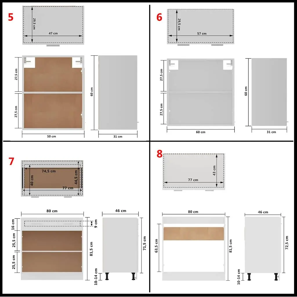 Kitchen Cabinet Set White 11 Piece Engineered Wood Storage Cupboard