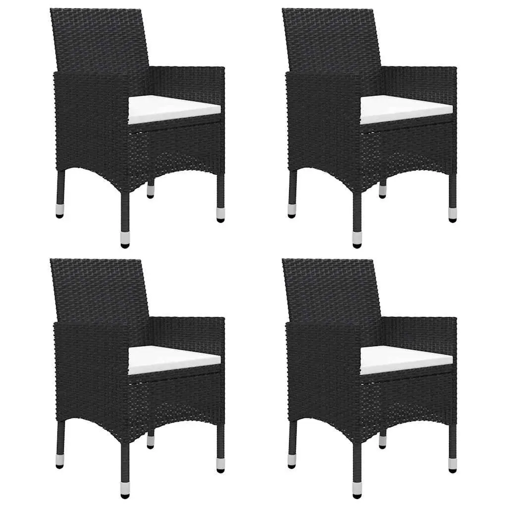 Garden Dining Set Black 5 Piece Outdoor Furniture Table Chairs Cushions