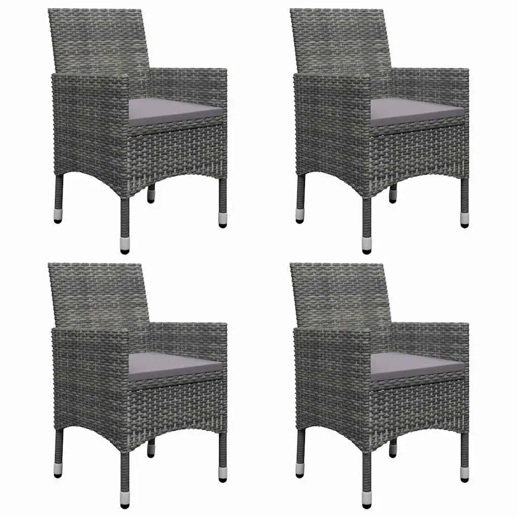 5 Piece Garden Dining Set Grey Acacia Wood Table Rattan Chairs