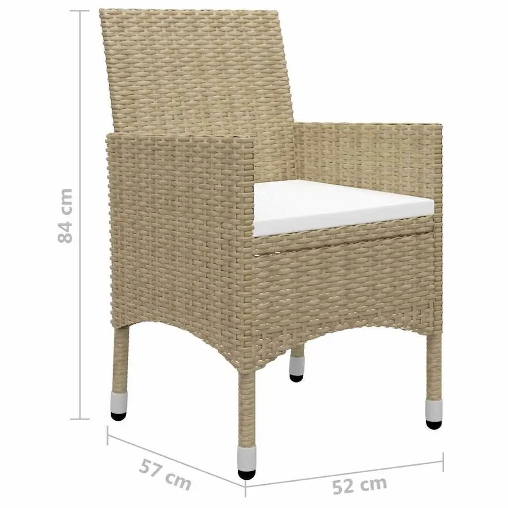 Garden Dining Set 5 Piece Outdoor Furniture Beige Rattan and Acacia Wood