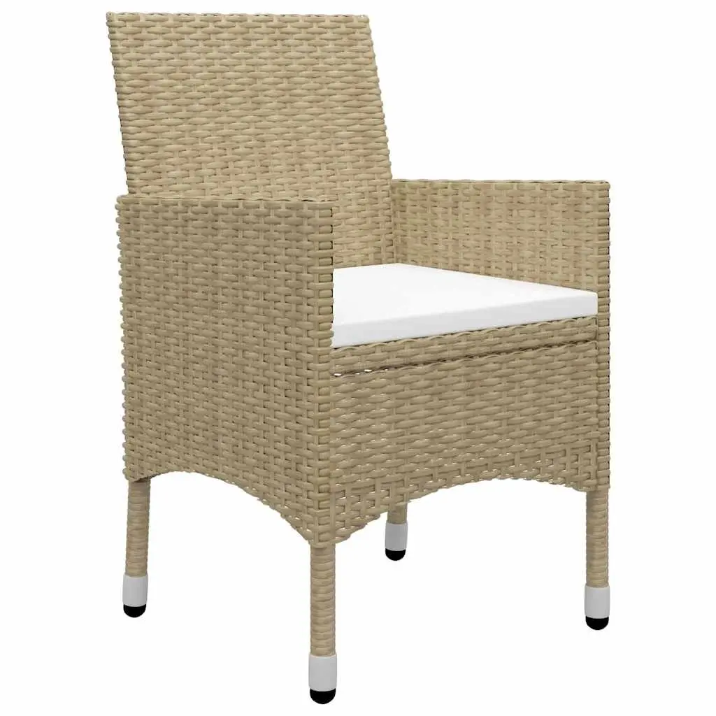 Garden Dining Set 5 Piece Outdoor Furniture Beige Rattan and Acacia Wood