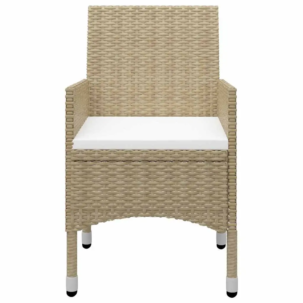 Garden Dining Set 5 Piece Outdoor Furniture Beige Rattan and Acacia Wood