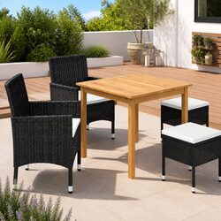 Garden Dining Set 5 Piece Outdoor Table Chairs Stools Black Furniture