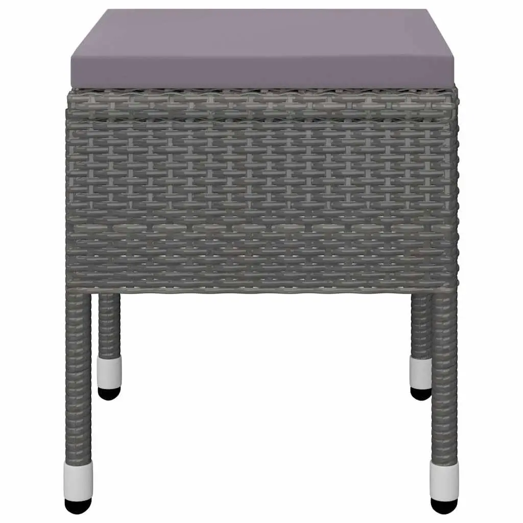 Outdoor Dining Set Grey 5 Piece Acacia Wood Table Rattan Chairs Stools