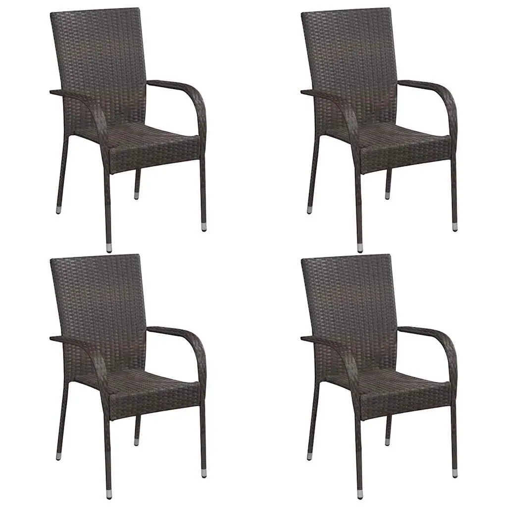 5 Piece Garden Dining Set Outdoor Table Chairs Acacia Wood Steel Frame Rattan