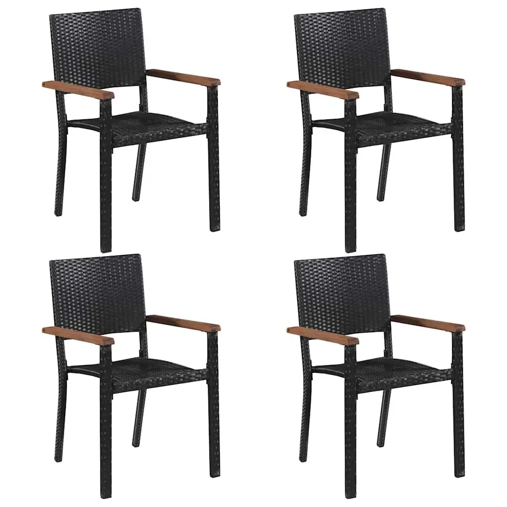 Garden Dining Set 5 Piece Outdoor Table Chairs Black Weather Resistant Rattan