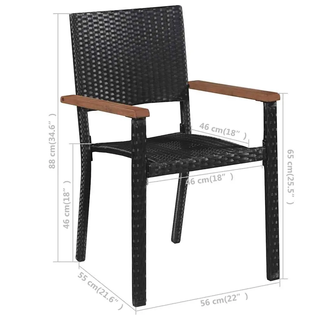 Garden Dining Set 5 Piece Outdoor Table Chairs Black Weather Resistant Rattan