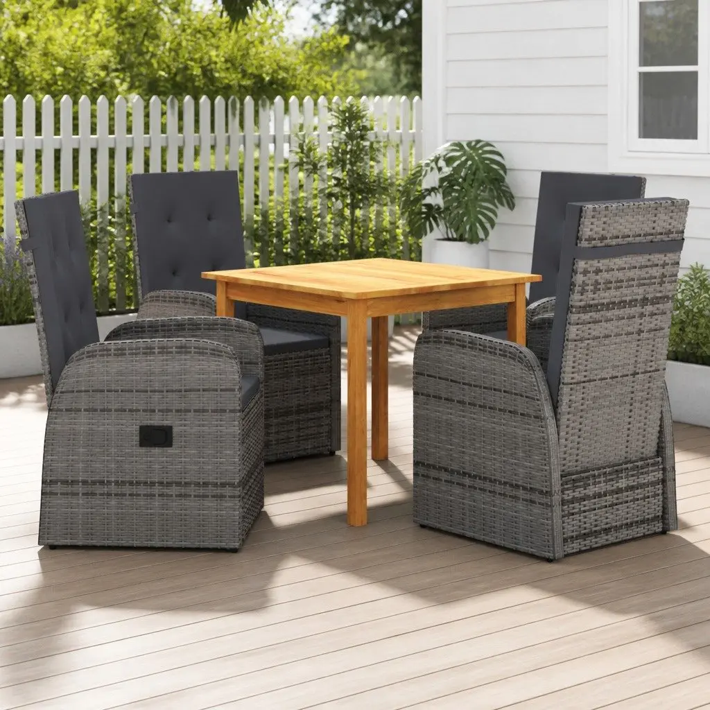 Garden Dining Set 5 Piece Outdoor Furniture Reclining Grey