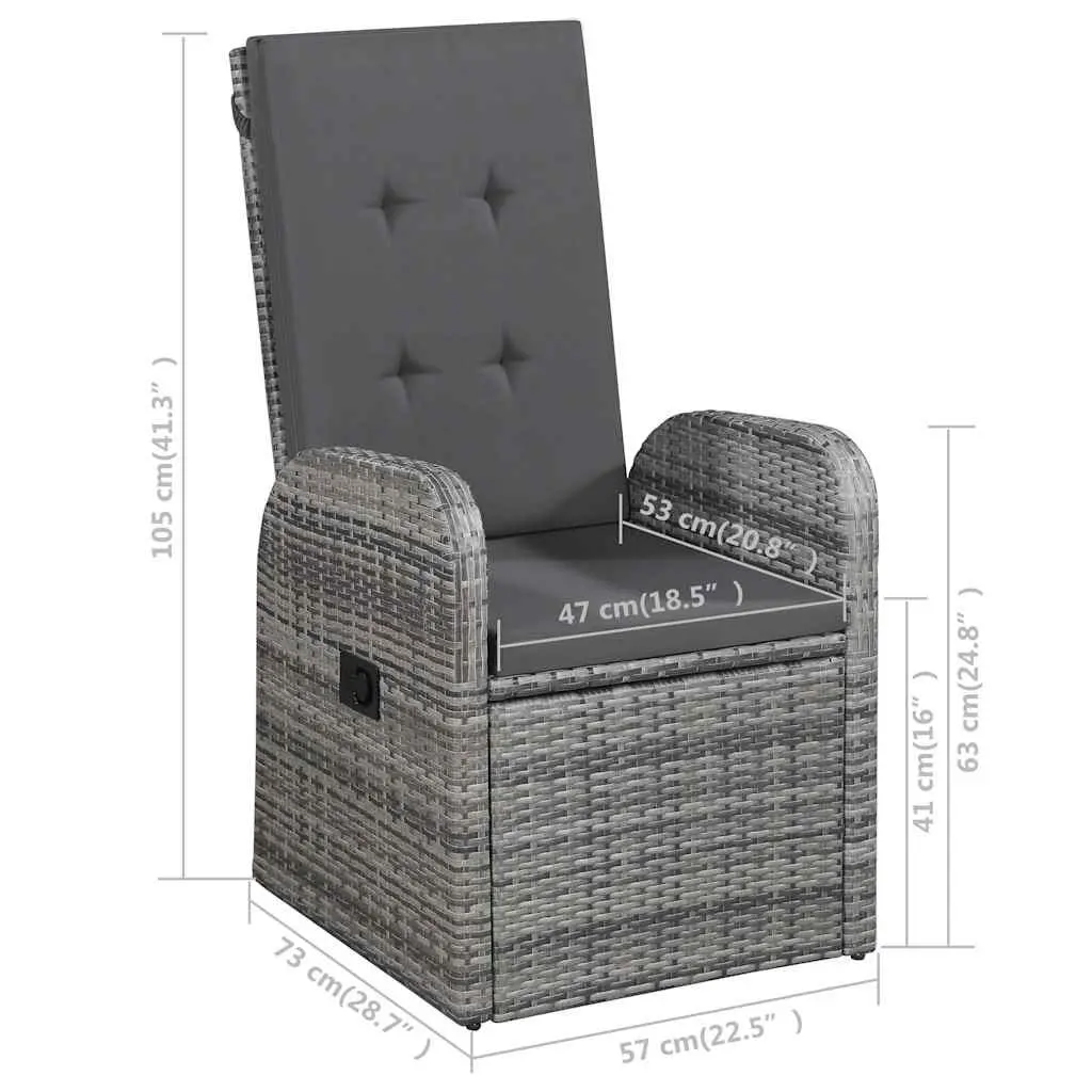 Garden Dining Set 5 Piece Outdoor Furniture Reclining Grey