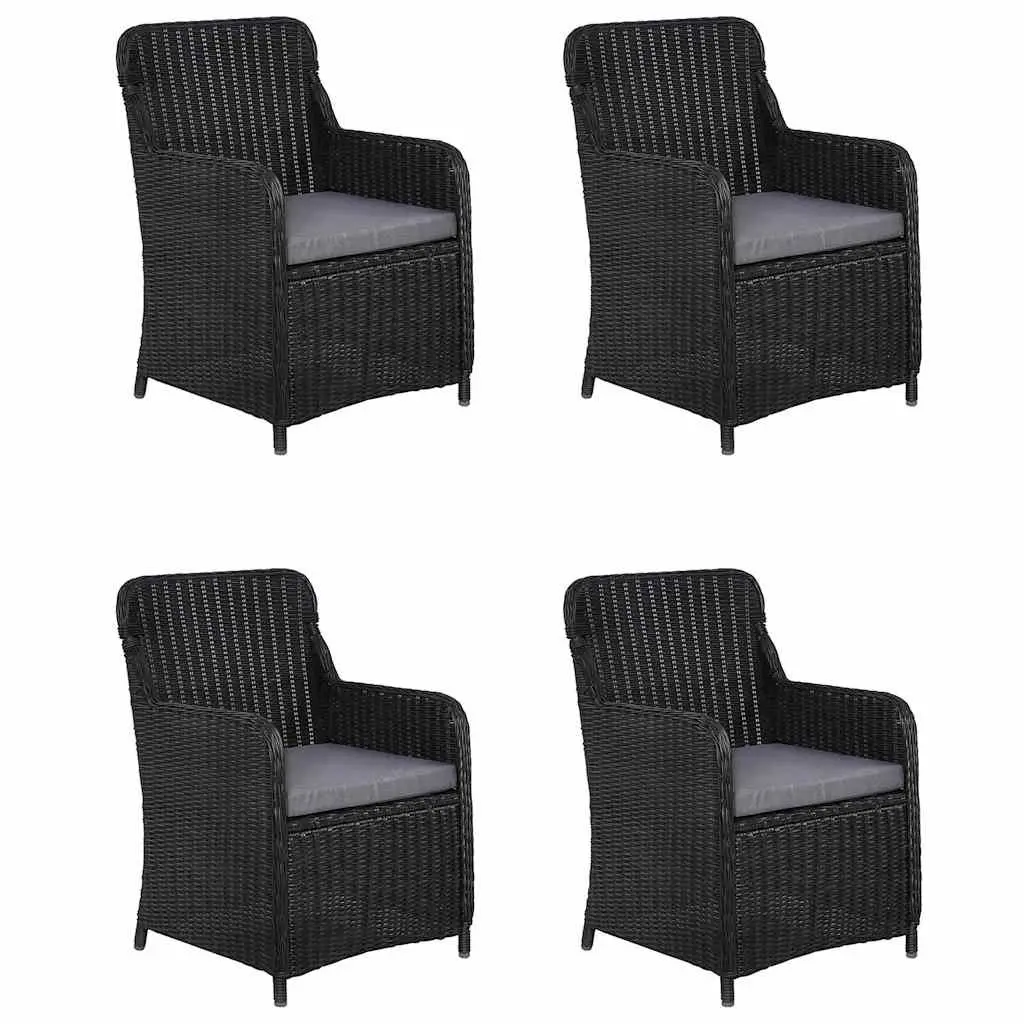 5 Piece Garden Dining Set Black Outdoor Furniture Table with Cushions