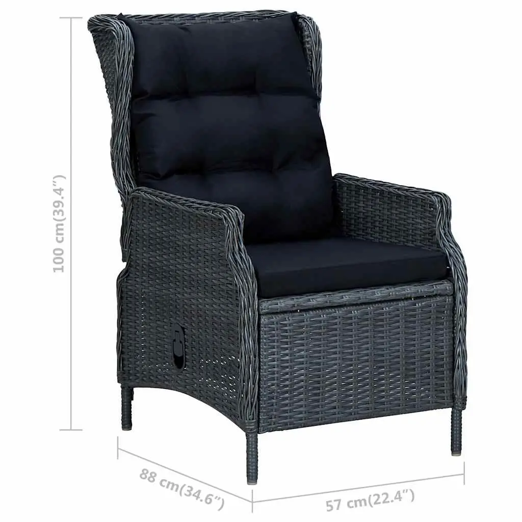 Garden Dining Set 5 Piece Outdoor Table Chairs Grey Rattan Cushioned