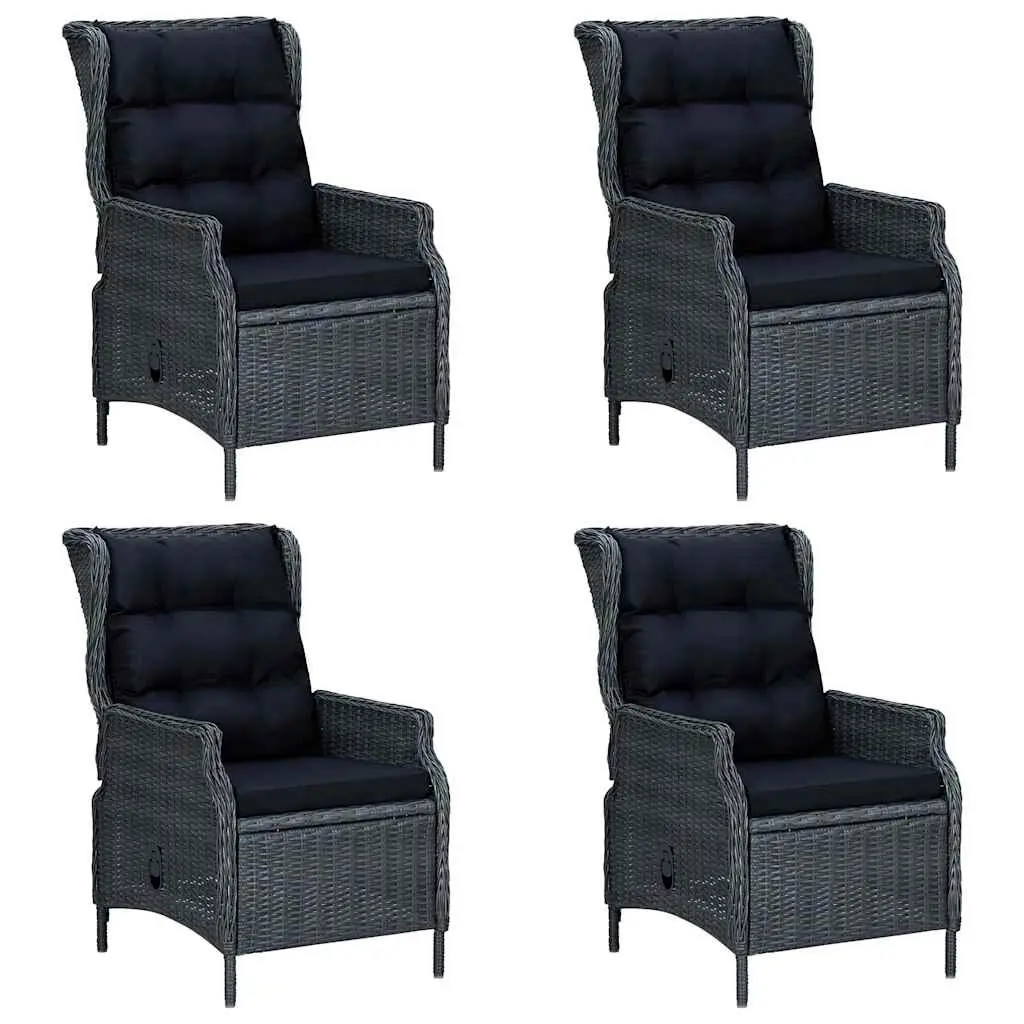 Garden Dining Set 5 Piece Outdoor Table Chairs Grey Rattan Cushioned