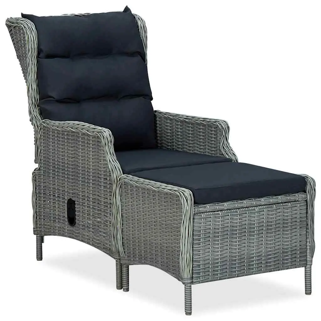 Outdoor Furniture Set Grey Dining Table with Chairs and Stools 5 Piece Rattan Cushioned