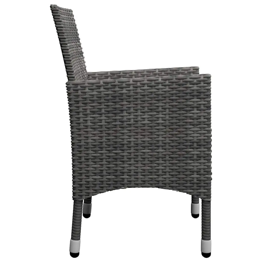 Garden Dining Set 5 Piece Grey PE Rattan Steel Frame