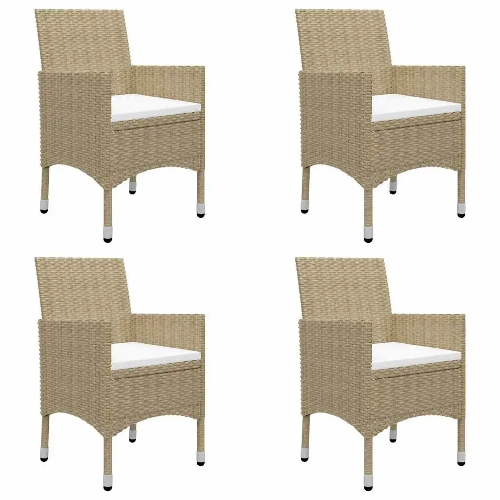 Garden Dining Set 5 Piece Outdoor Furniture Solid Acacia Wood Table Beige Weather Resistant Chairs