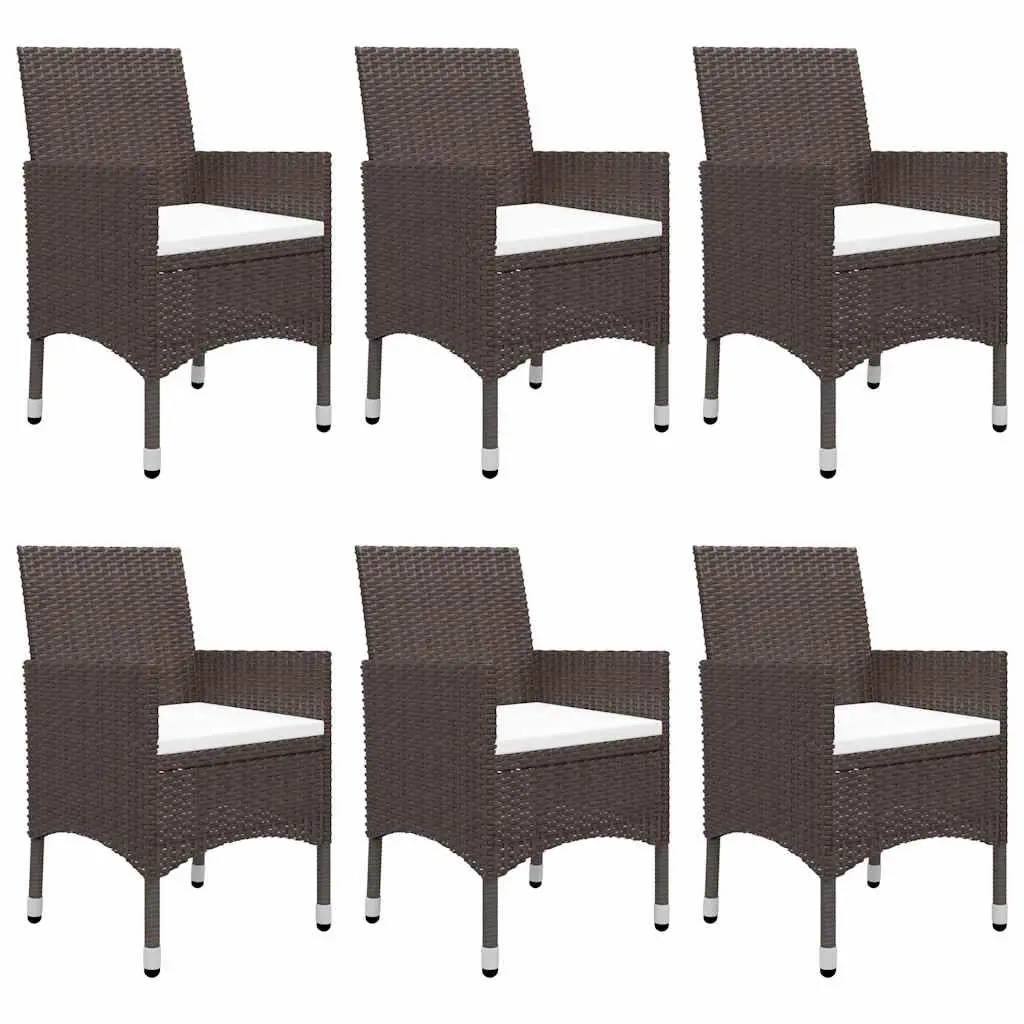 Garden Dining Set 7 Piece Brown Acacia Wood Table Chairs Outdoor Furniture