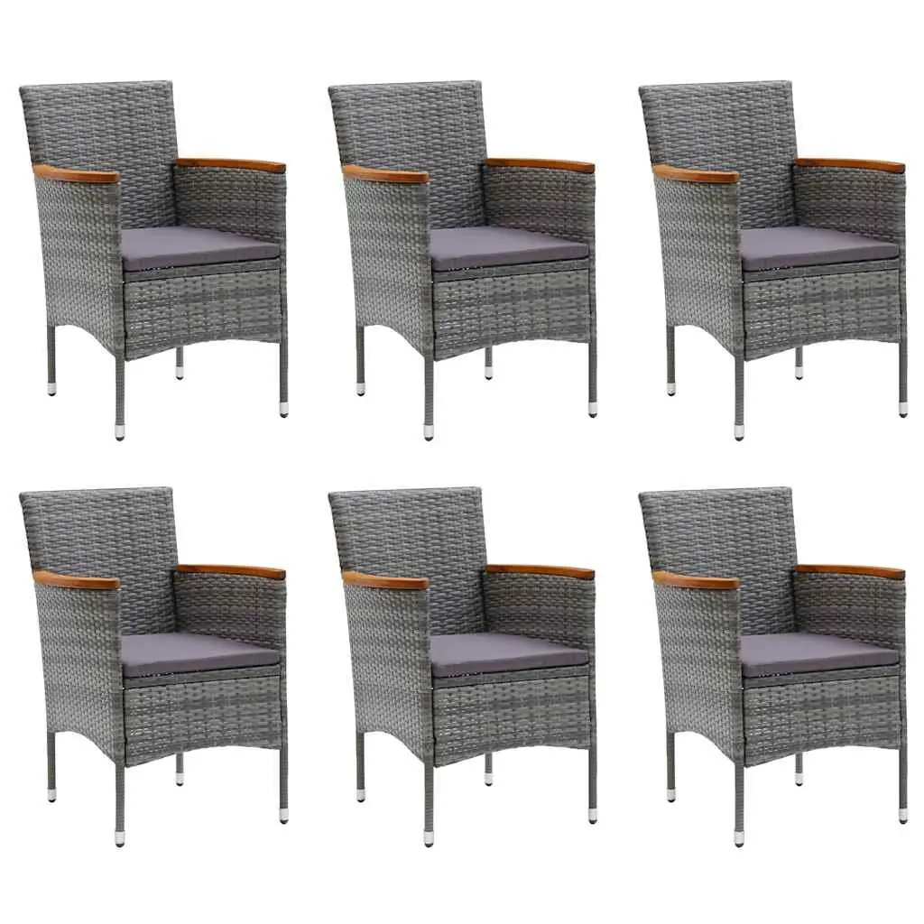 Garden Dining Set 7 Piece Outdoor Furniture Grey Acacia Wood Table Steel Frame Chairs