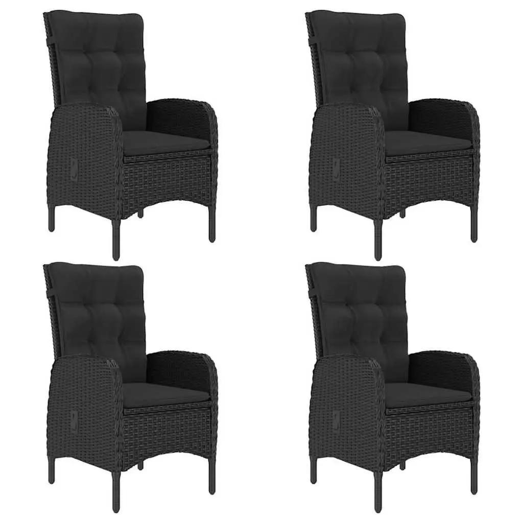 Garden Dining Set 5 Piece Black Outdoor Furniture Table Chairs with Cushions