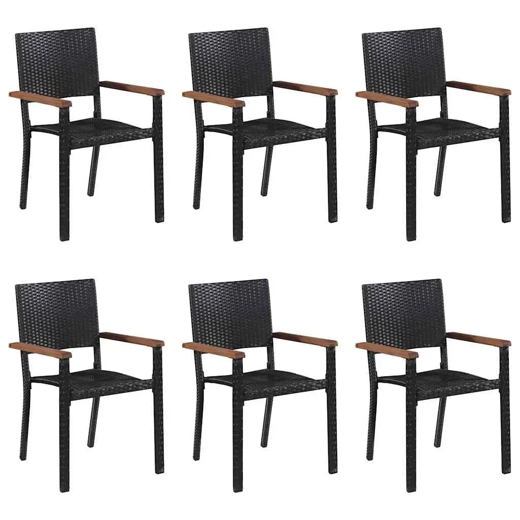 Outdoor Furniture Set 7 Piece Dining Table Chairs Acacia Wood Black