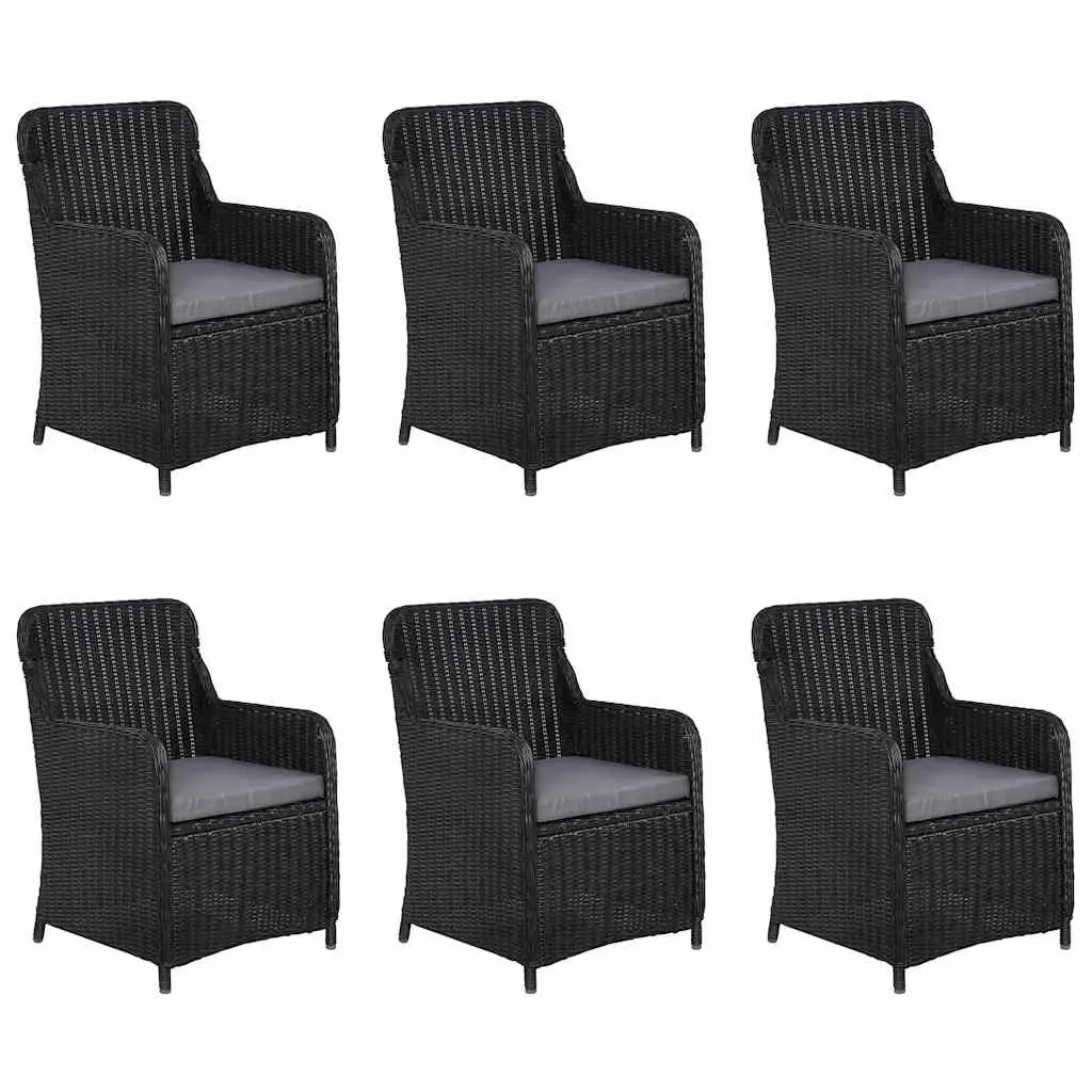 7 Piece Garden Dining Set Black Acacia Wood Table and Chairs Outdoor Furniture