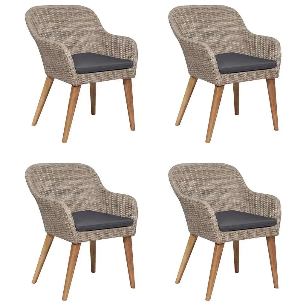 Garden Dining Set Brown 5 Piece Outdoor Furniture Table Chairs Rattan