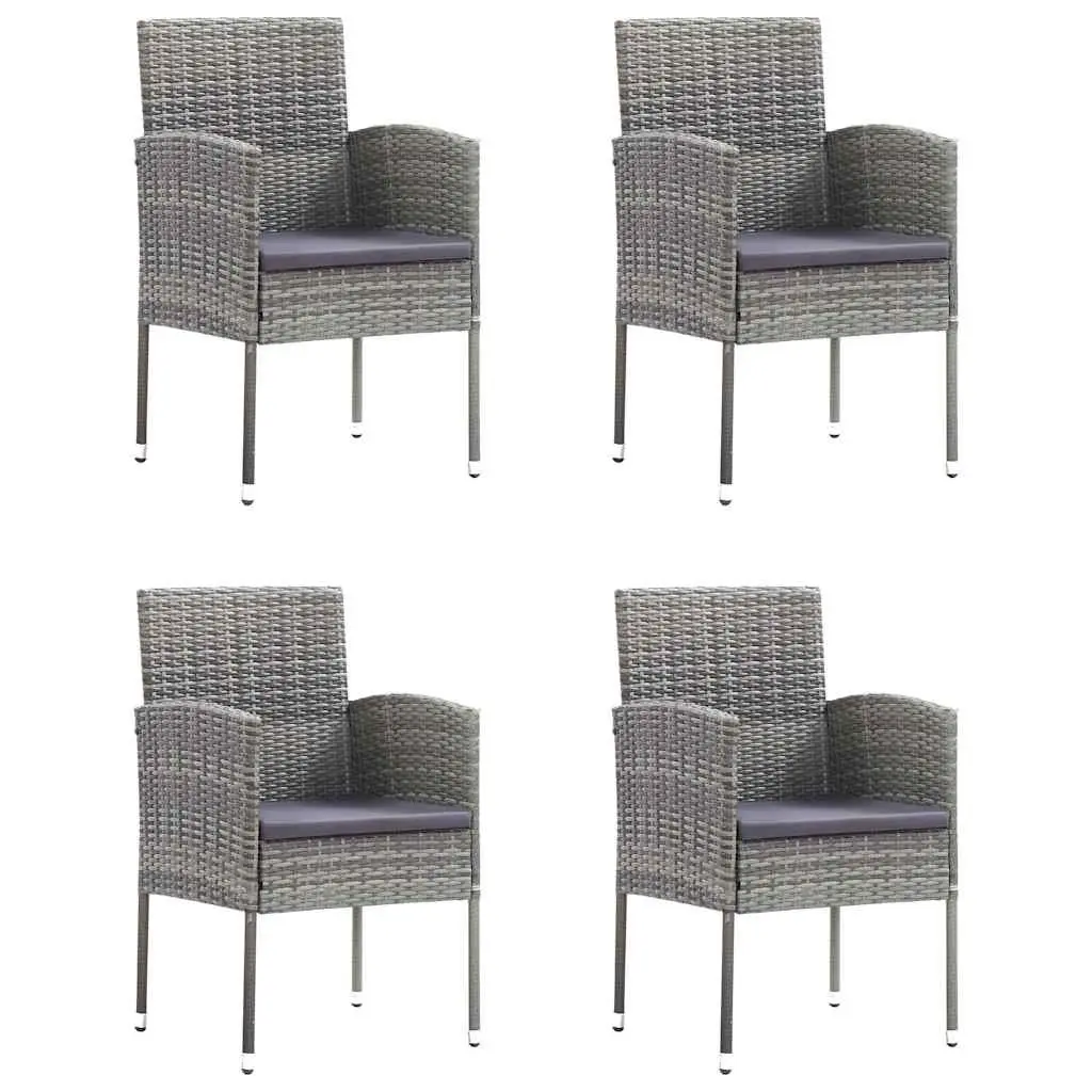 Garden Dining Set 5 Piece Outdoor Table and Chairs with Removable Cushions Grey