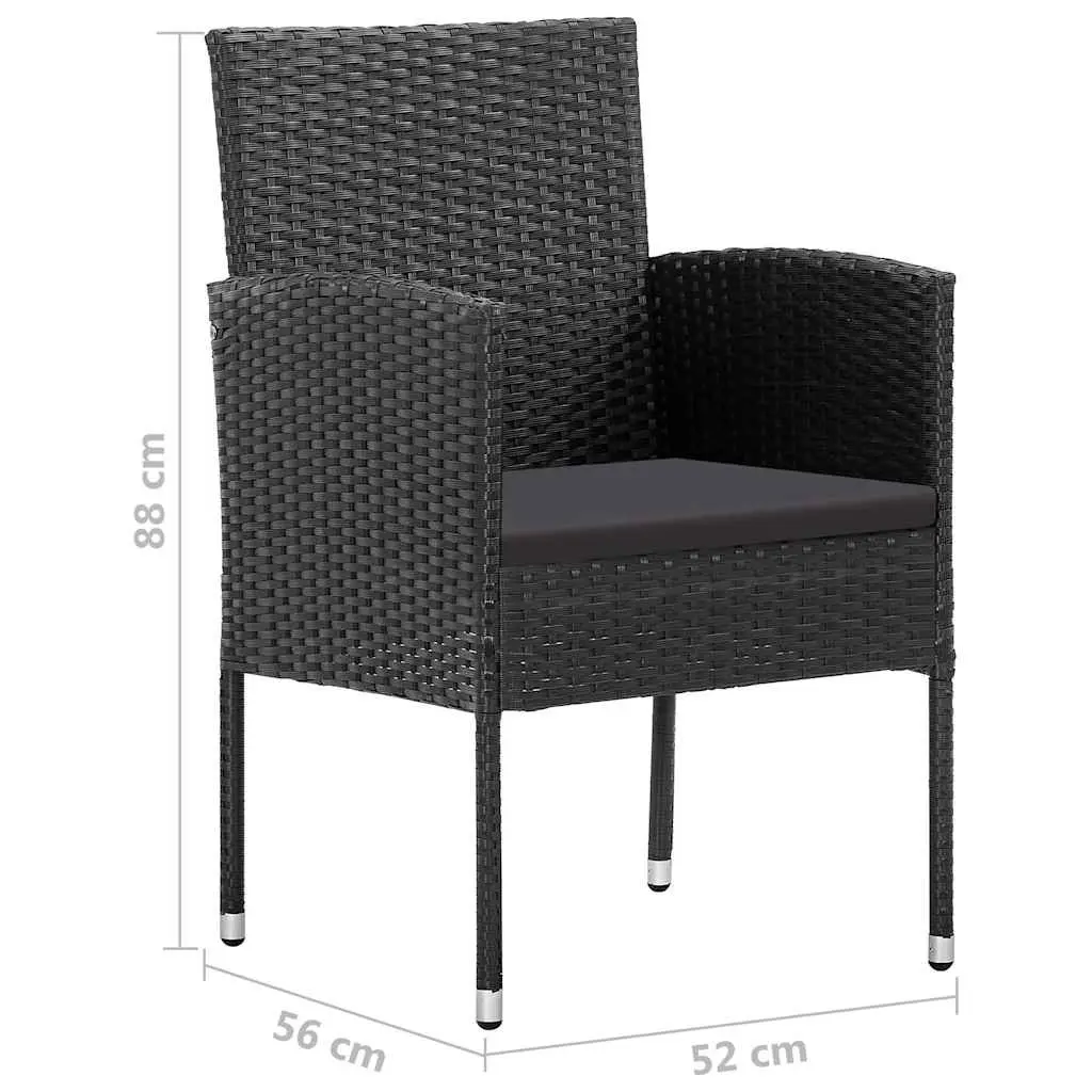Garden Dining Set Black 5 Piece Outdoor Furniture Table Chairs with Cushions