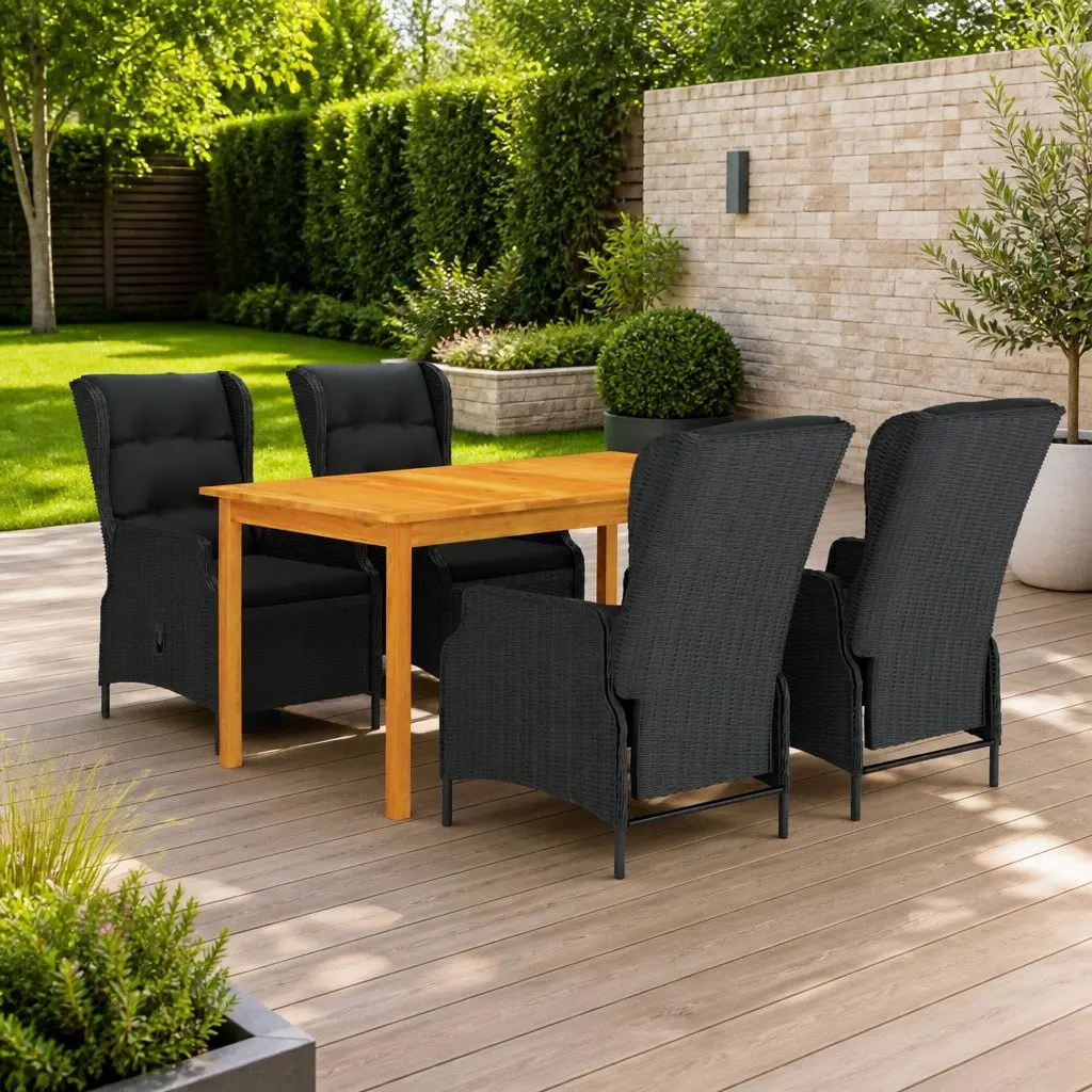 Garden Dining Set 5 Piece Outdoor Furniture Grey Patio Seating Table Chairs