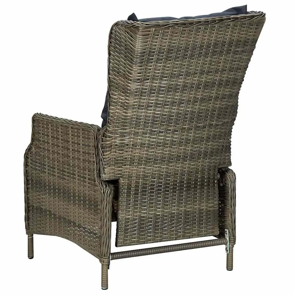Garden Dining Set 5 Piece Brown Outdoor Table Chairs with Adjustable Backrests and Cushioned Seating